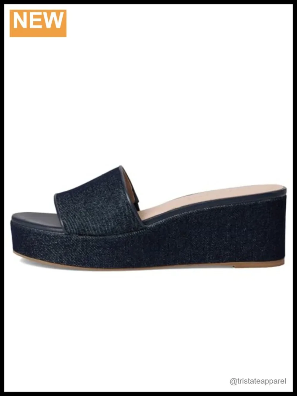 Wedge Sandals Mid-Wedge Heel Slide Slip On Cotton Leather Insole Casual